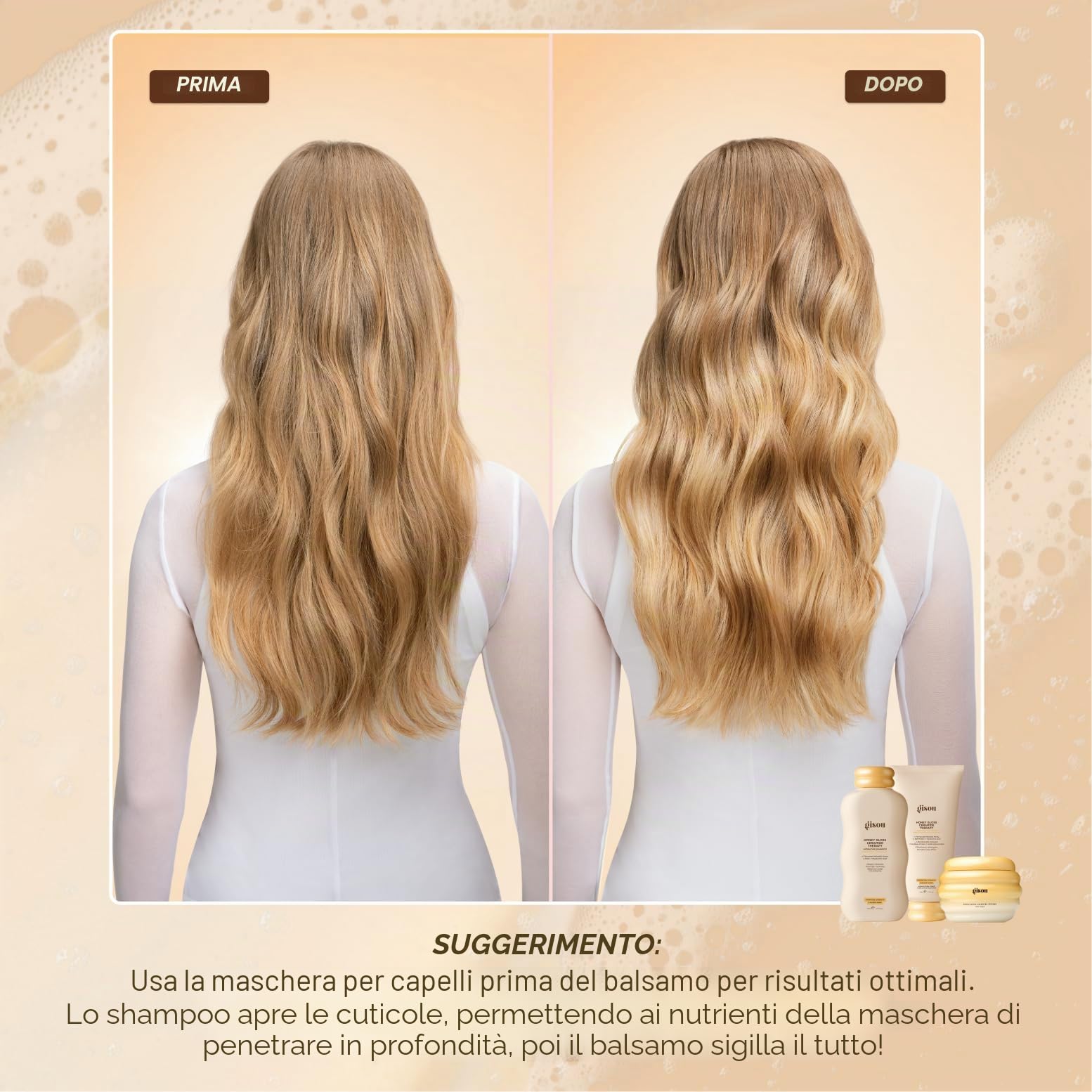 Gisou Maschera Capelli Miele Gloss Con Ceramidi: Riparazione E Idratazione Profonda Con Miele Di Mirsalehi, Ceramidi E Acido Ialuronico, 225 Ml