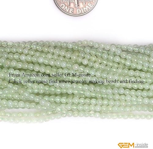 Miniatura 2 de GEM-Inside Hua Show - Cuentas sueltas de jade para fabricación de joyas, piedra de energía de cristal redondo natural genuino, 15 pulgadas, 0.079 in