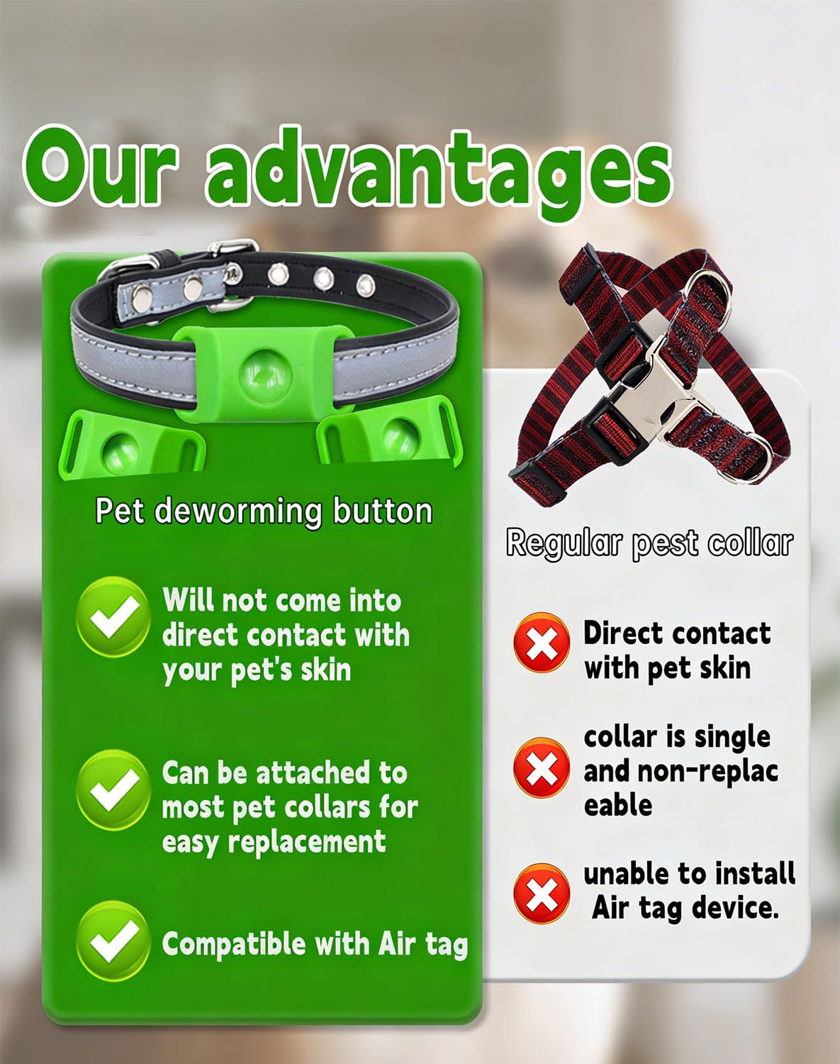 Colgante para Perros Everly – Colgante antiparasitario Natural para Mascotas 2026. Placa de Collar de Larga duración para protección Diaria, brindar Comodidad Durante los Paseos (Green)