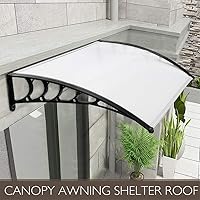 Vista 2 de Toldo moderno de policarbonato para puerta de 40 x 40 pulgadas, para exteriores, puerta delantera, patio, lluvia, nieve, protección solar