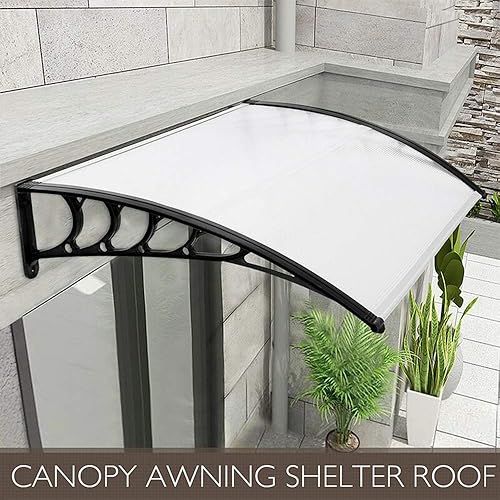 Miniatura 2 de Toldo moderno de policarbonato para puerta de 40 x 40 pulgadas, para exteriores, puerta delantera, patio, lluvia, nieve, protección solar (40 x 40
