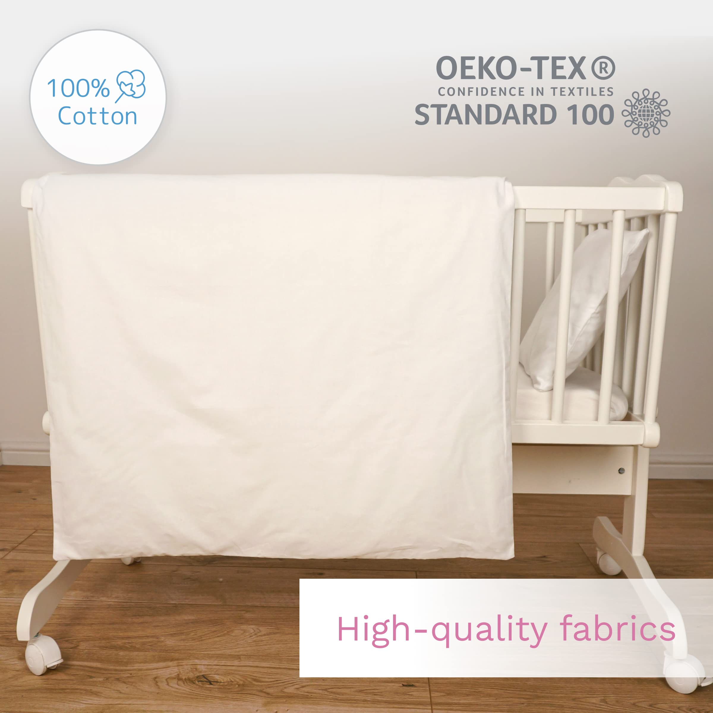 Baby Comfort 5 Piece Toddler Bedding Duvet Pillow with Covers & Jersey Sheet fits 90x40cm Crib 12M+ (Cream) — view 8