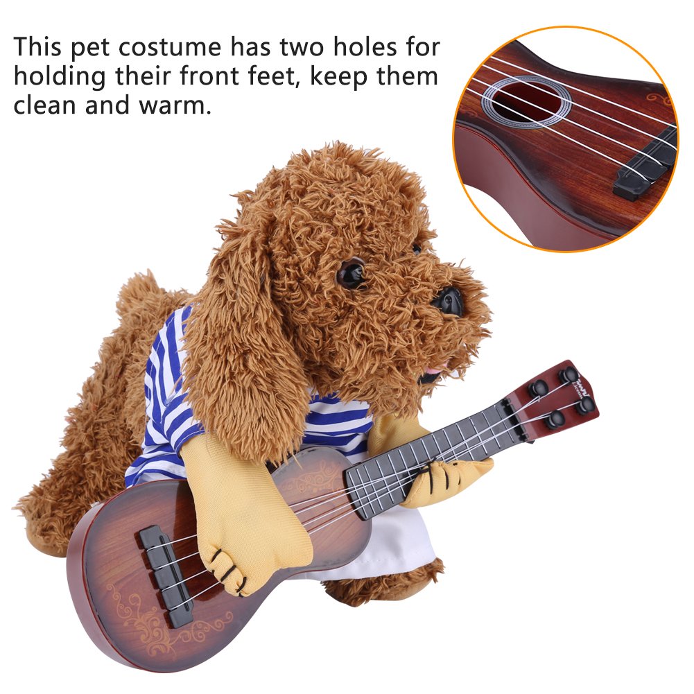 Dog Costume Christmas Funny Pet Cosplay Outfit Clothes Halloween Theme Party Dress Suit Guitar Player Clothes(M) - Image 4