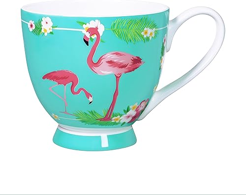 Miniatura 11 de Tazas florales de porcelana de hueso de 16 onzas, elegante taza de té y café floral, apta para microondas y lavavajillas, perfecta para café, té,