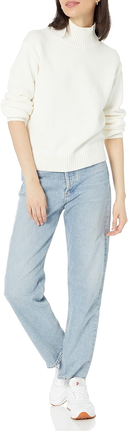 Amazon Essentials Women's Cotton Pullover Funnel-Neck Sweater, Ribbed (Available in Plus Size)