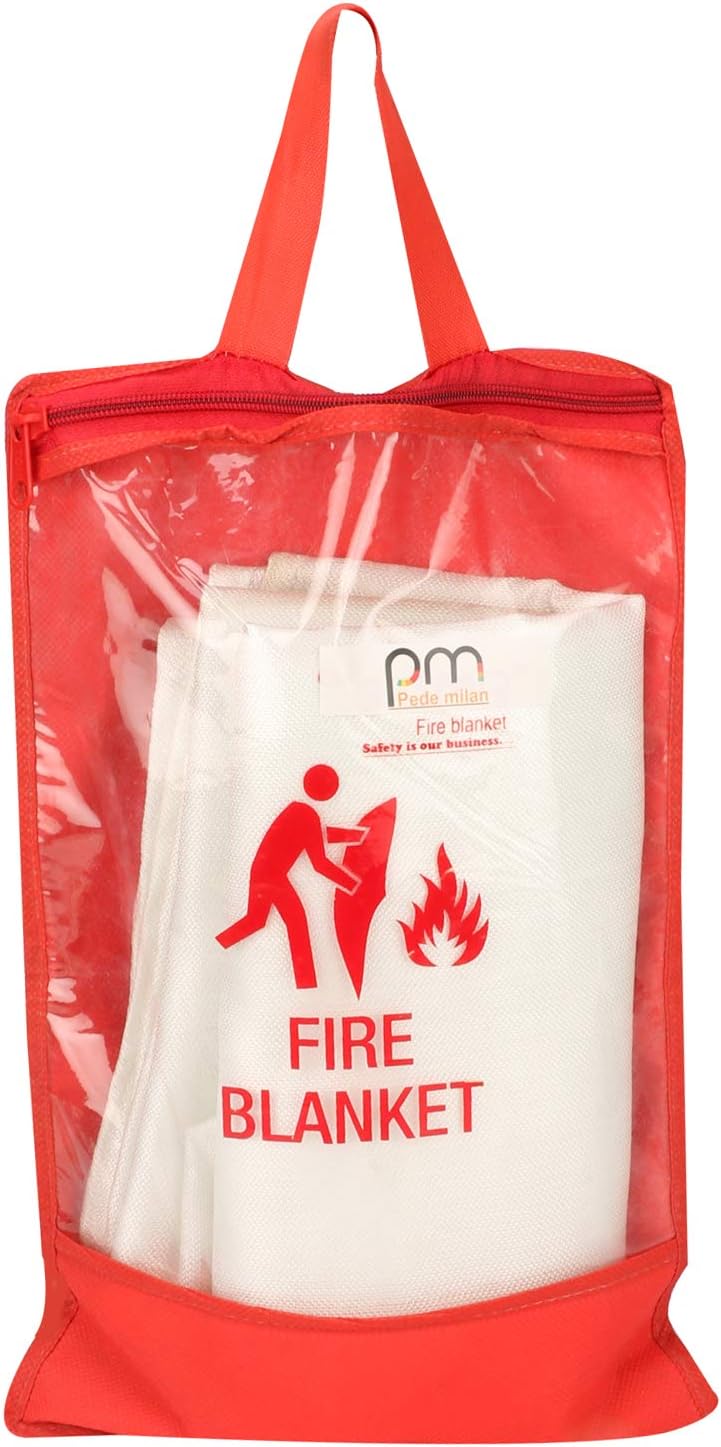 PEDEMILAN-(1x2m) Emergency (1 x 2 m) Survival Fiberglass, Flame Retardant, Protection Fire Blanket Shelter Safety Cover for The Kitchen, Fireplace, Grill, Car, Camping, (size-1 x 2 m)