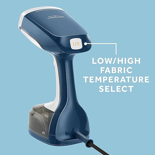 Vista 4 de Sunbeam 1200W Steam Burst Handheld Steamer for Clothes, Dual Steam Settings, 30-Second Fast Head-Up, Bristle Brush Attachment, White and Blue Finish