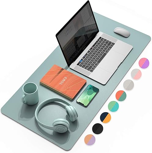 Alfombrilla Ysagi de escritorio, multifuncional, ultra fina, impermeable, de cuero sintético, doble uso, para escribir, para mouse, oficina o hogar