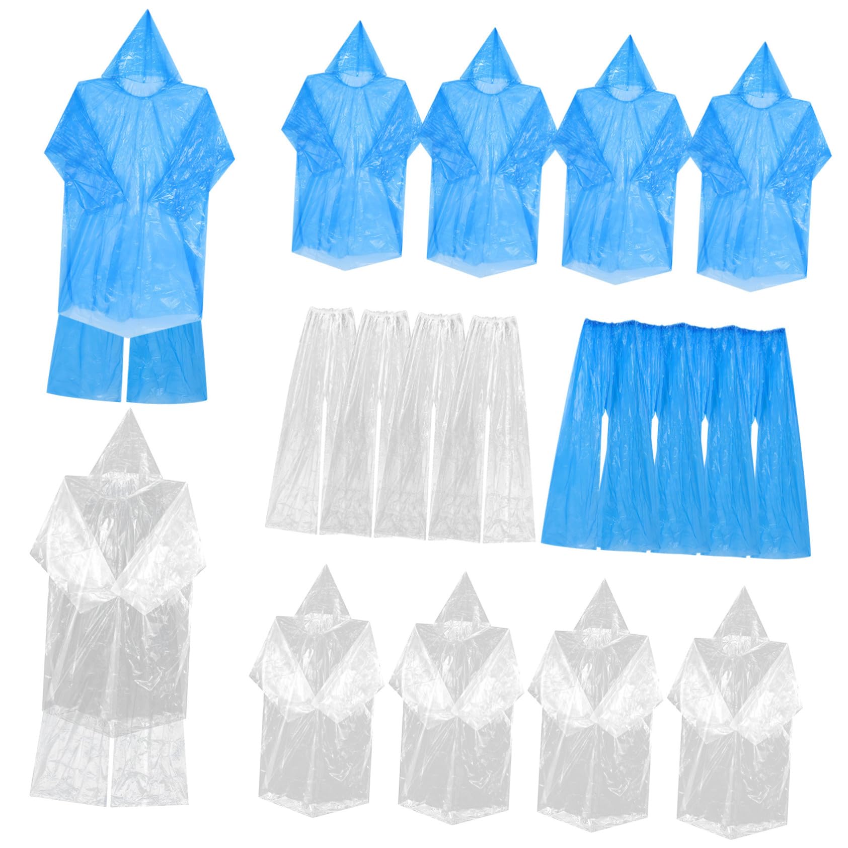 10 Ensembles Ponchos de Pluie Transparents avec Capuche Imperméables Épais Pantalon avec Fermeture Protection Pluie pour Voyage Camping et Travail Extérieur