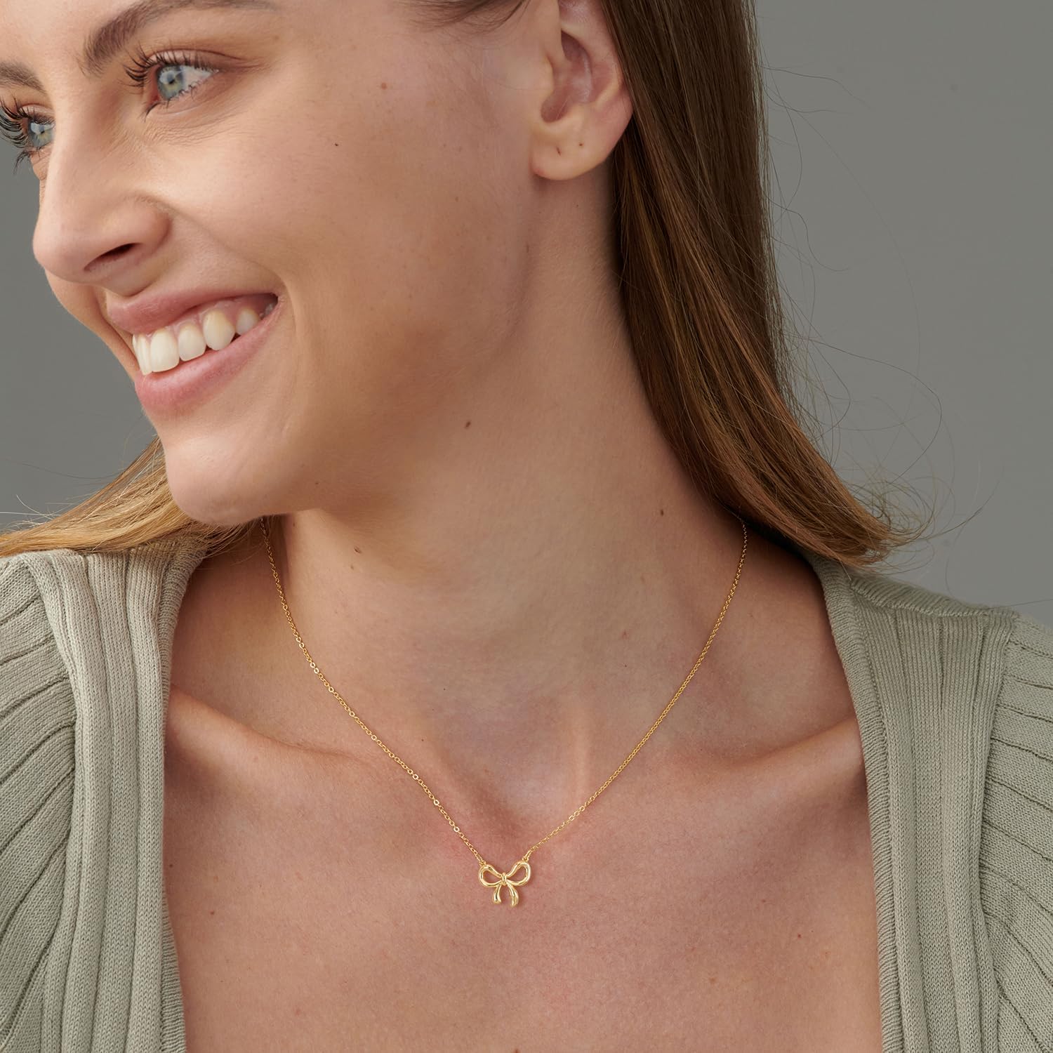 Gold Necklace for Women- 14K Gold Plated Dainty Cross Flower Bow Italian Horn Animal Boot Sea Beach Necklace for Women - Image 2