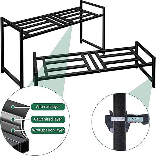 Miniatura 5 de Soporte para plantas para interiores y exteriores, soportes de hierro forjado de 2 niveles, estante de metal apilable para plantas, soporte