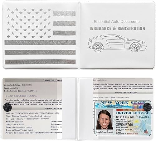 Vista 42 de Ziciner Soporte para seguro de registro de automóvil, paquete de 2 organizadores esenciales para documentos de tarjetas de automóvil con cierre