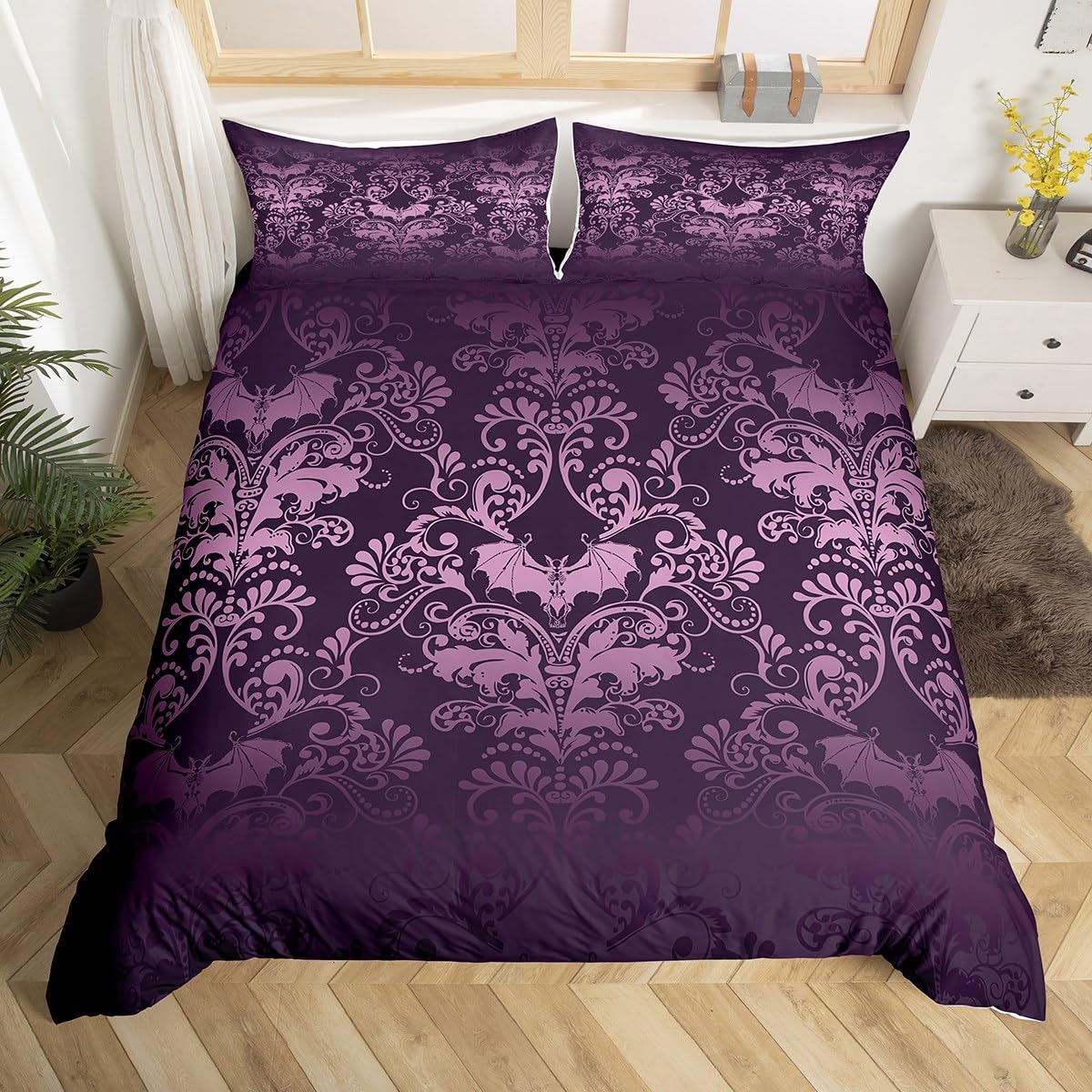 Housse de couette vintage violette confort baroque