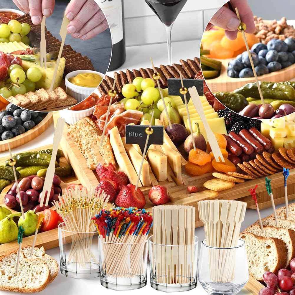 500 palillos de dientes de cóctel para aperitivos, pinchos de frutas para aperitivos, palillos de dientes de fiesta para aperitivos, palillos de embutidos, palillos de cóctel para aperitivos, palillos