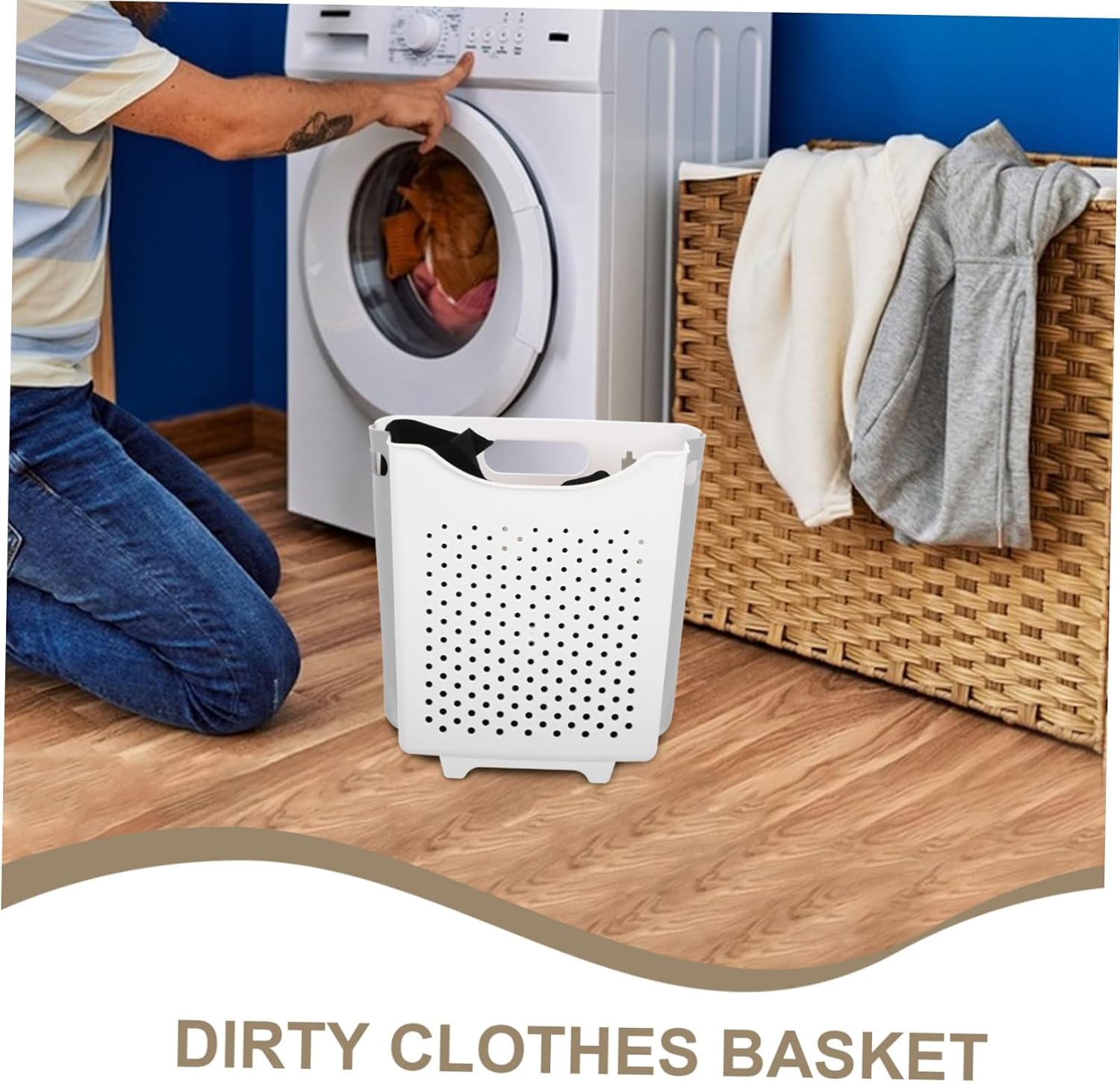 Collapsible Wall Mounted Laundry Basket Large Capacity Space Saving Hanging Hamper for Dirty Clothes Portable Foldable Laundry Storage Organizer for Bathroom Bedroom Dorm Room