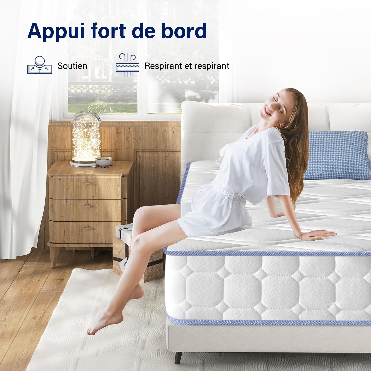 YIDATONG Matelas 90x190 cm 24 cm Ressorts Ensachés Indépendant Mousse à Mémoire de Forme Multicouches 7 Zones
