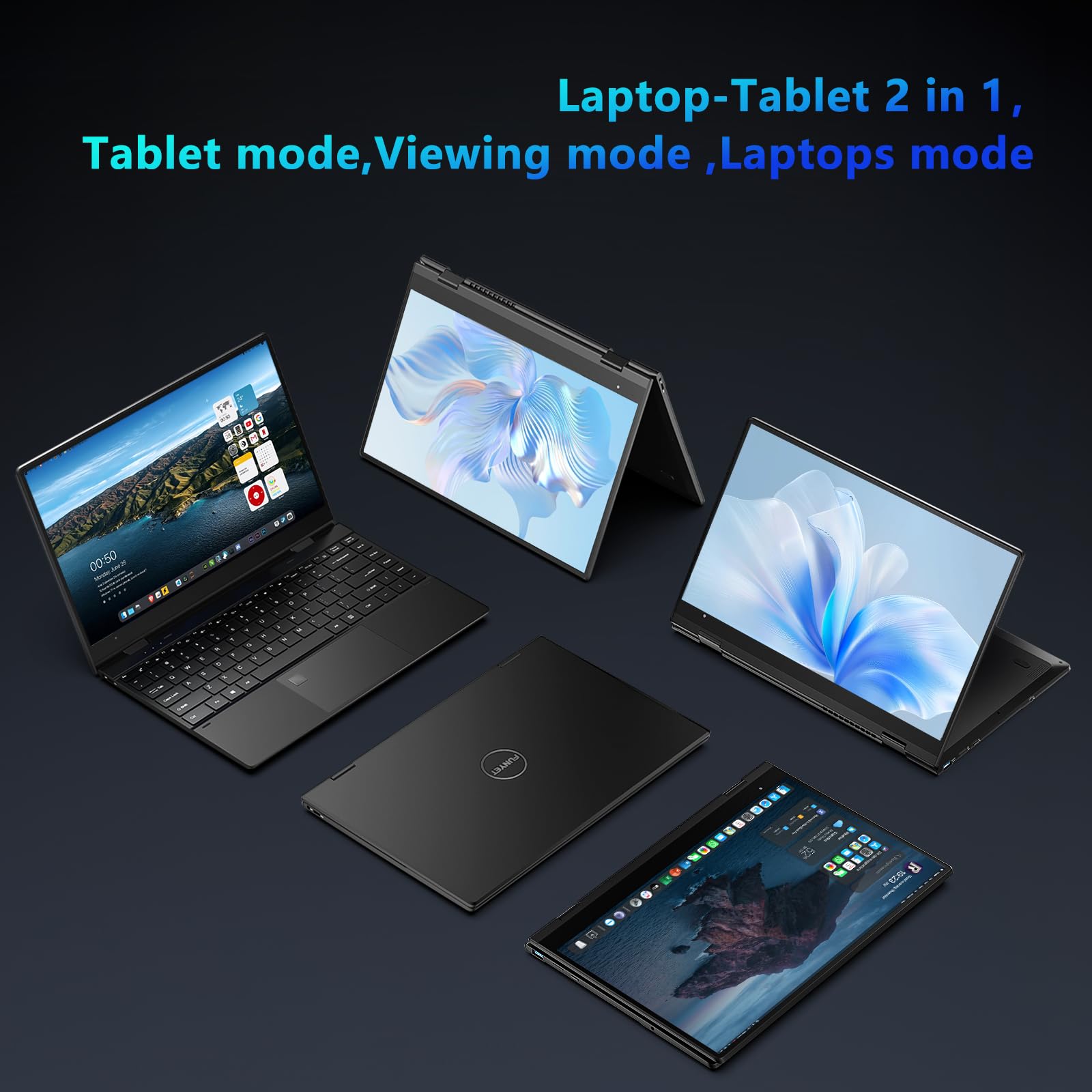 FUNYET Portatile 14 pollici, Windows 11 Pro laptop PC, N100 CPU 1920 × 1200P IPS schermo portatile FHD 16GB 1TB SSD USB Bluetooth mini HDMI WiFi tastiera retroilluminata