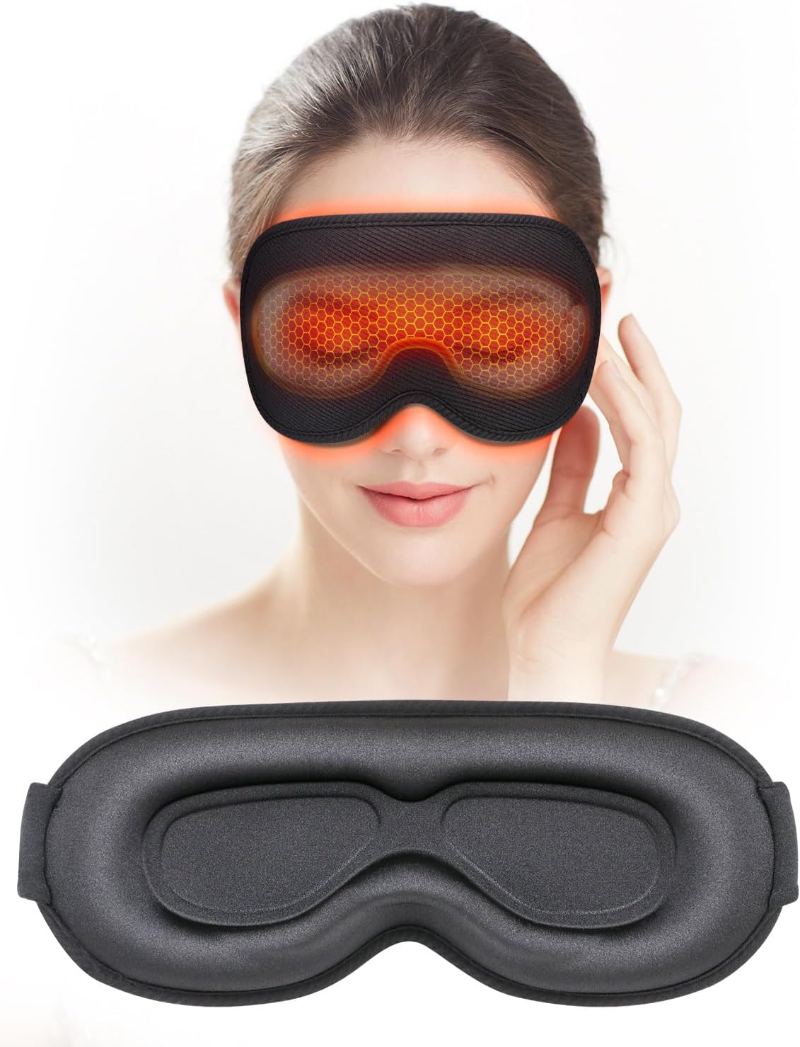 Sleep Mask, EVA BELLE Heated Eye Mask, Electric Sleeping Eye Mask, Warm Eye Compress Mask for Stye Relief, Adjustable Temperature & Timer, Electric Eye Heating Pad for Men Women-Graphene Heating