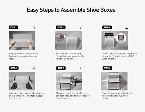 Vista 8 de Kuject Cajas organizadoras de almacenamiento de zapatos extragrandes de plástico transparente apilables, paquete de 12 unidades, estante