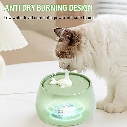Miniatura 2 de Fuente de agua de cerámica para gatos, dispensador de agua de porcelana para gatos de 45 onzas1.3 L, fuente de agua automática para mascotas con