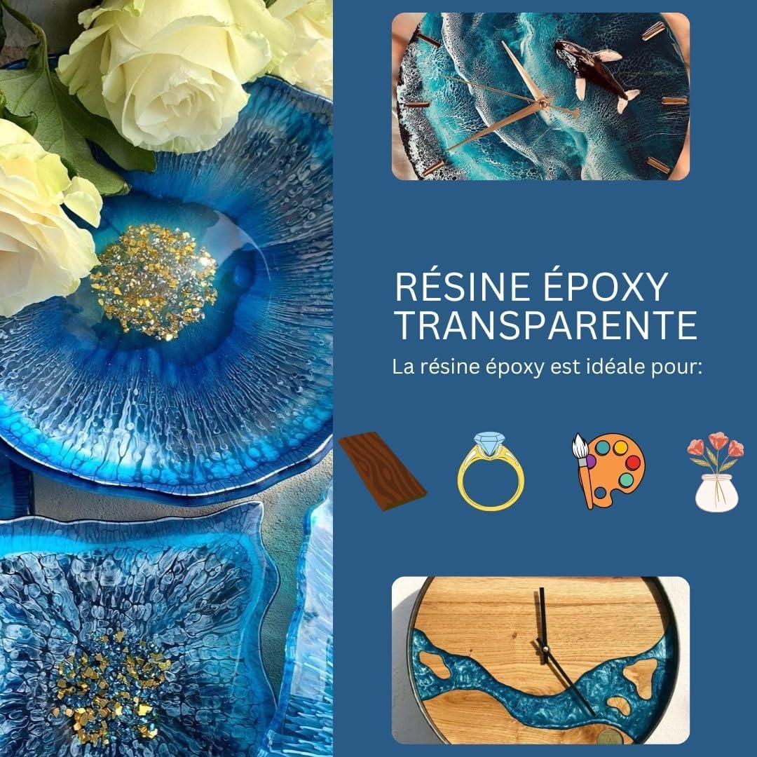 Resin Pro Icrystal Résine èpoxy – 3 Kg Resine Ultra Transparent - Pour la création de bijoux, River Table, créations artistiques, modélisme, Sans BPA - Assistance technique en Français