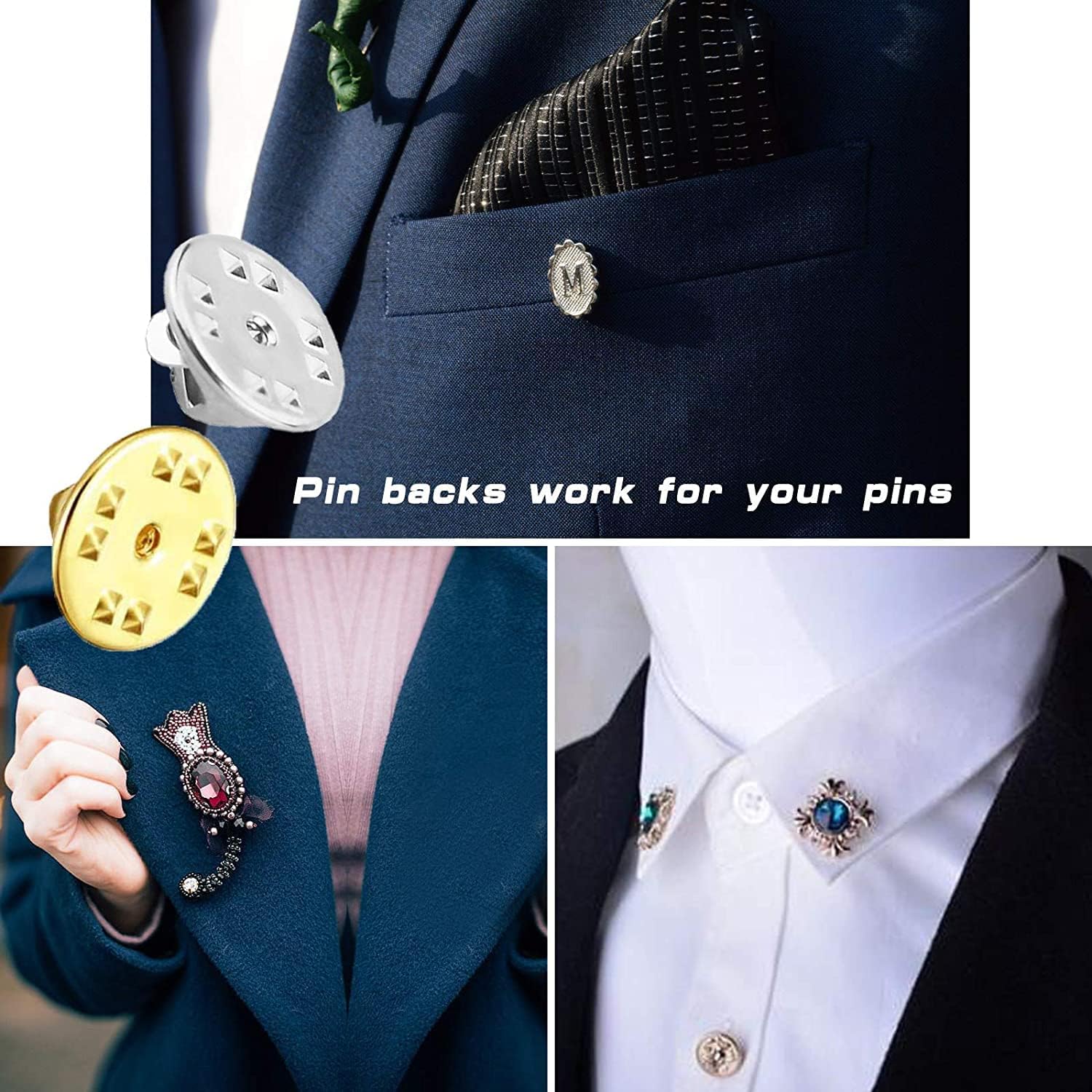 50 Chiusure A Farfalla Con Spilla Argento - Per Libri, Targhette, Artigianato, Senza Attrezzi - Foto 8