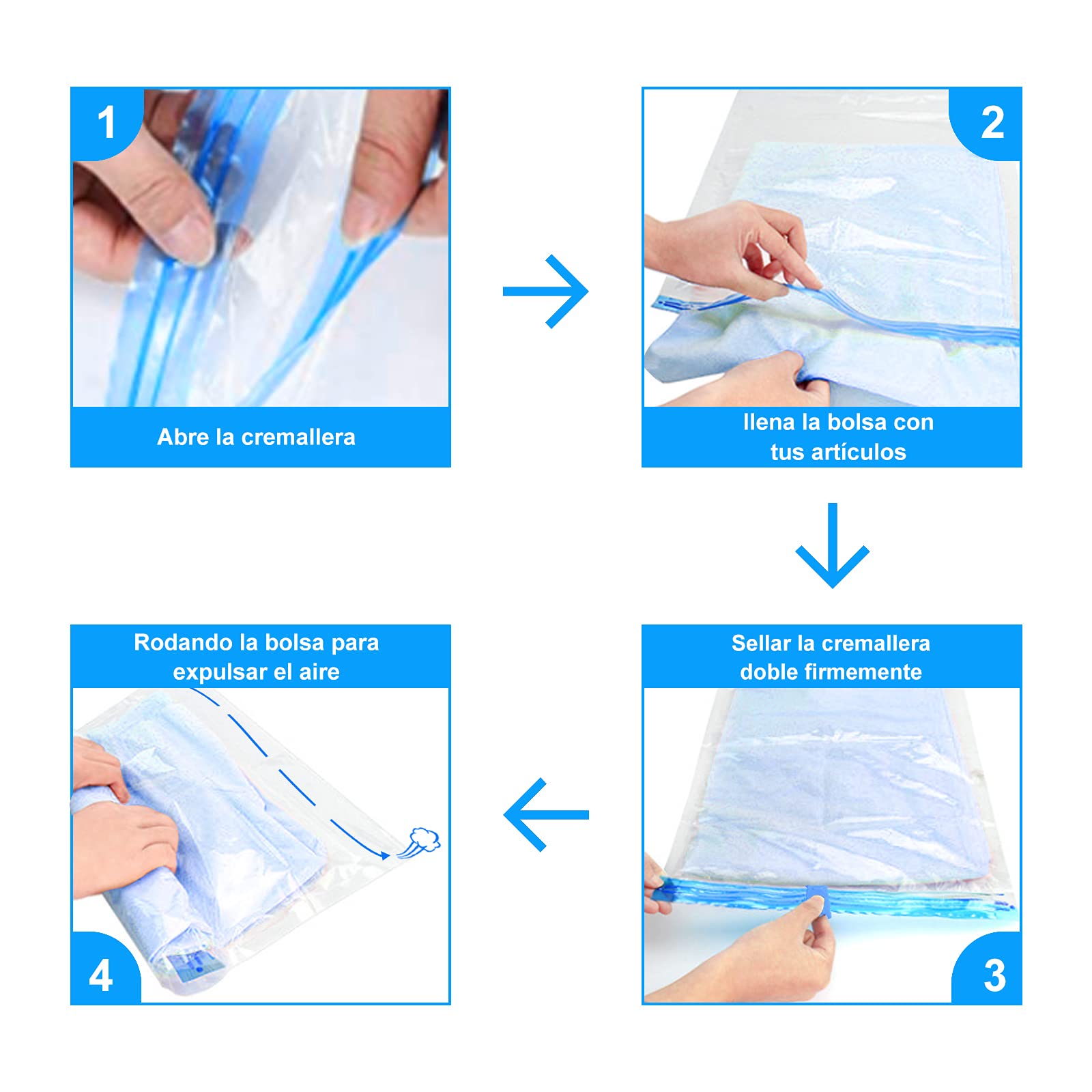 8 Sacchetti Sottovuoto 60x40cm - Per Vestiti E Biancheria, Salvaspazio - Foto 3