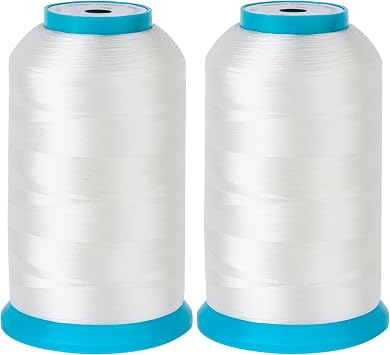New brothread Set of 2 White Bobbin Thread/Bottom Thread 60WT Huge Spool 5000M 5500Y for Embroidery and Sewing Machines