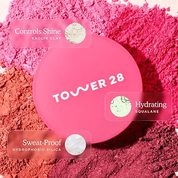 Tower 28 GetSet Matte Powder Blush for Cheeks - 12-Hour Setting Blush Powder for Smooth, Blurred Skin - Talc-Free, Sweat-Proof Face Blushes - Makeup for Sensitive Skin - Malibu Cooler (1.13 oz)