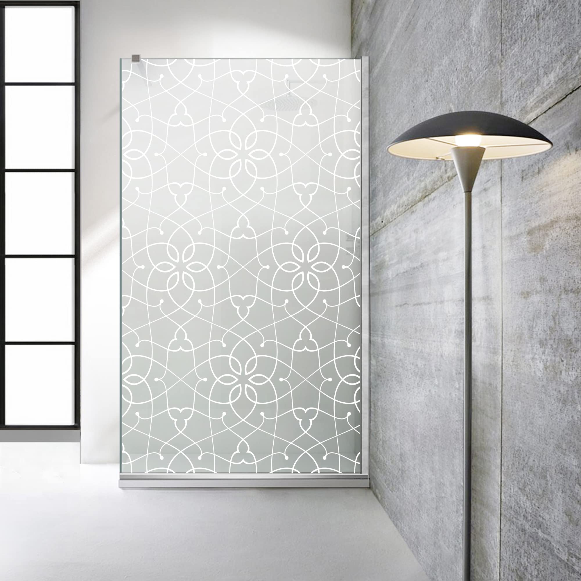 Aqua Roy Modell INOX Cobalt 100 cm ab 70/80/90/100/110/120 Walk in Duschabtrennung satinierte Glasscheibe 8 mm weiß Nano beschichtet sandgestrahlt Muster Edelstahl (100x195 cm)