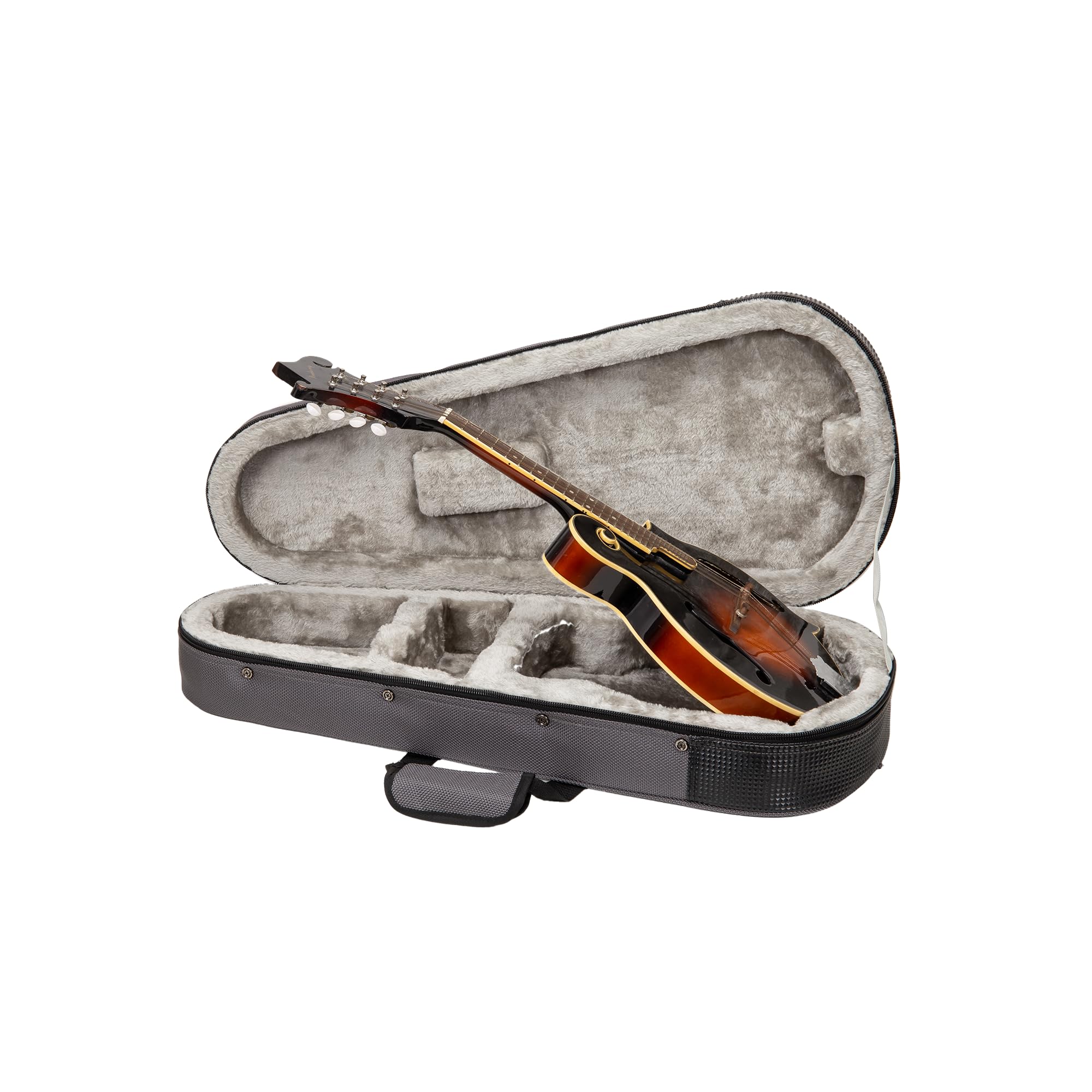 Crossrock Mandolin Foam Case for A &amp; F Style | Lightweight Gray Gig Bag with Plush Interior &amp; Storage Pockets (CRP300MAFDG)