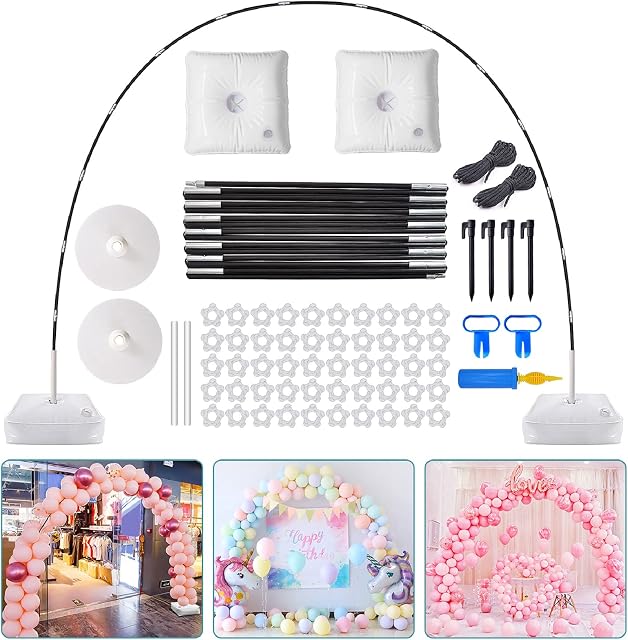 PlusFive Balloon Arch Kit,9Ft Height & 10Ft Width Adjustable Balloon Arch Stand Frame with Base for Wedding Baby Shower Birthday Party Decorations