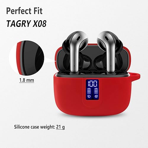 Miniatura 2 de Geiomoo Funda de silicona compatible con TAGRY X08, funda protectora con mosquetón (rojo)