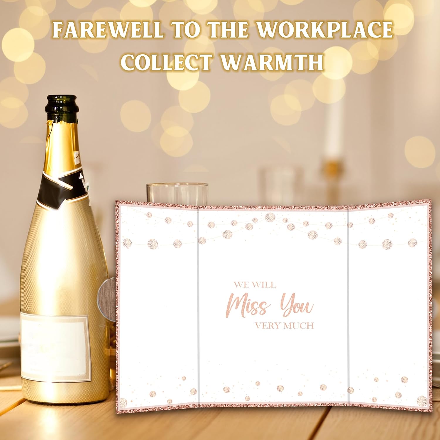 Pink Glitter Farewell Party Decoration - We Will Miss You Guest Book - Retirement Alternative Signature Book for Women Men - Signing Card Board Retirement Gifts For Farewell Party Supply & Favors-A05
