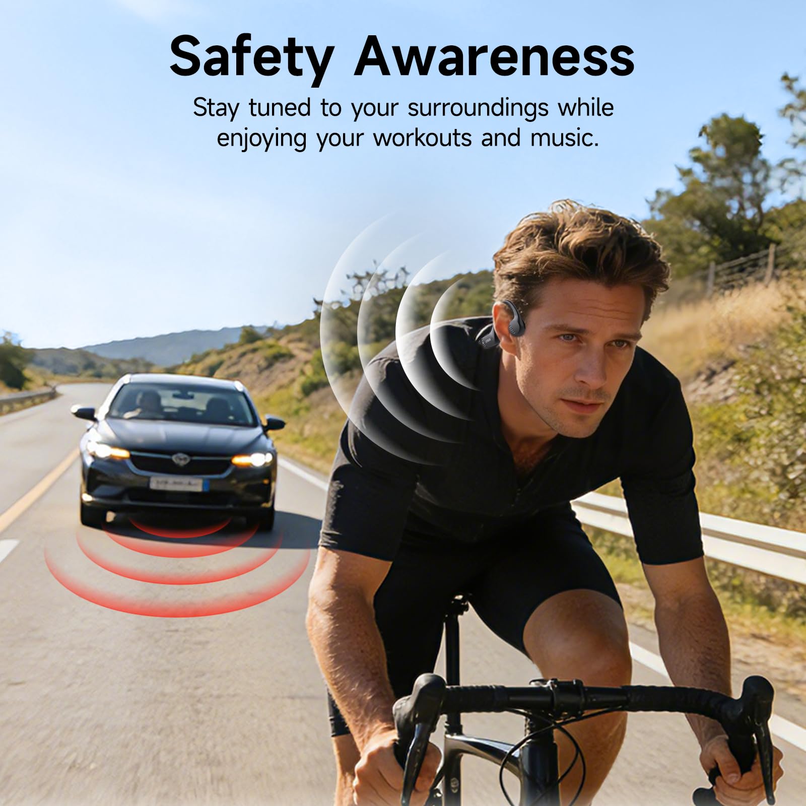 IFECCO Auriculares Conduccion Osea Bluetooth 6.0 – Cascos Conduccion Osea Inalambricos con Micrófono,IP67 Impermeables Auriculares Deportivos Open Ear para Correr Ciclismo Fitness