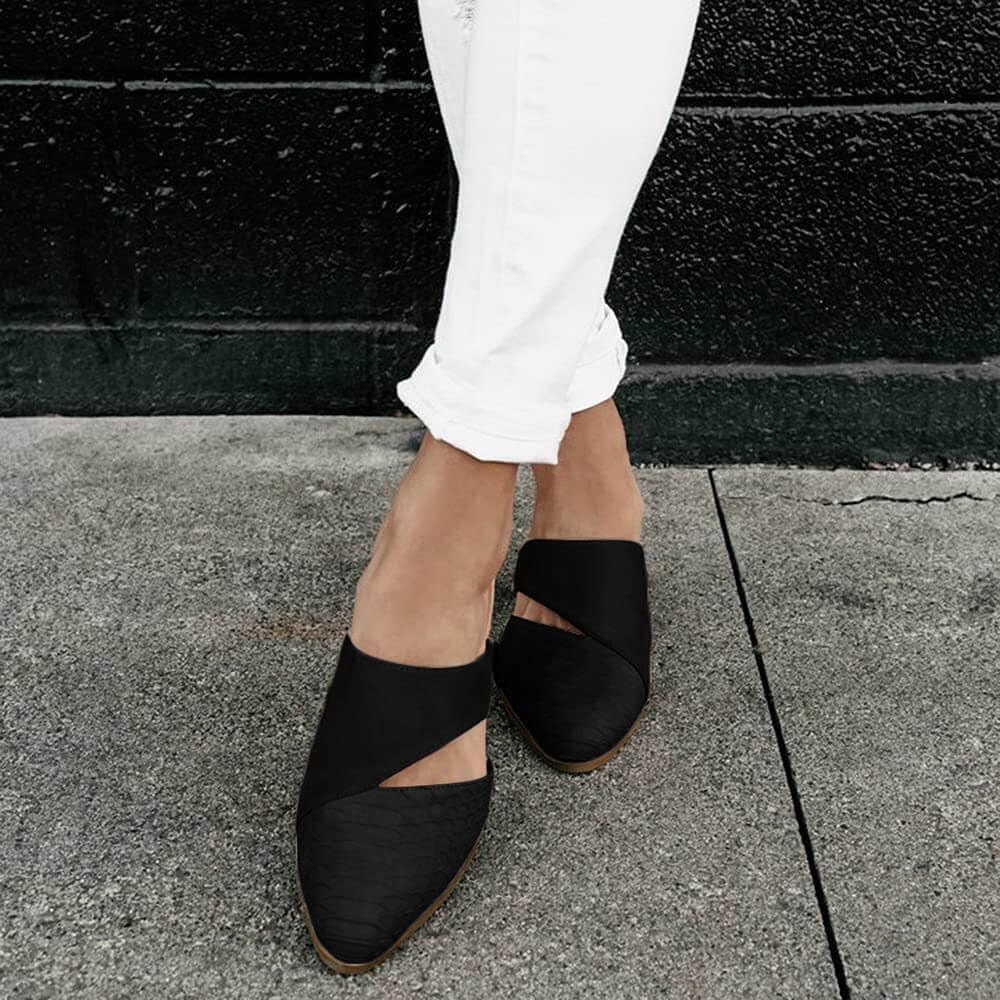 Syktkmx Women's Cutout Backless Mules Slip On Closed Toe Chunky Stacked Heeled Sandals - Image 8