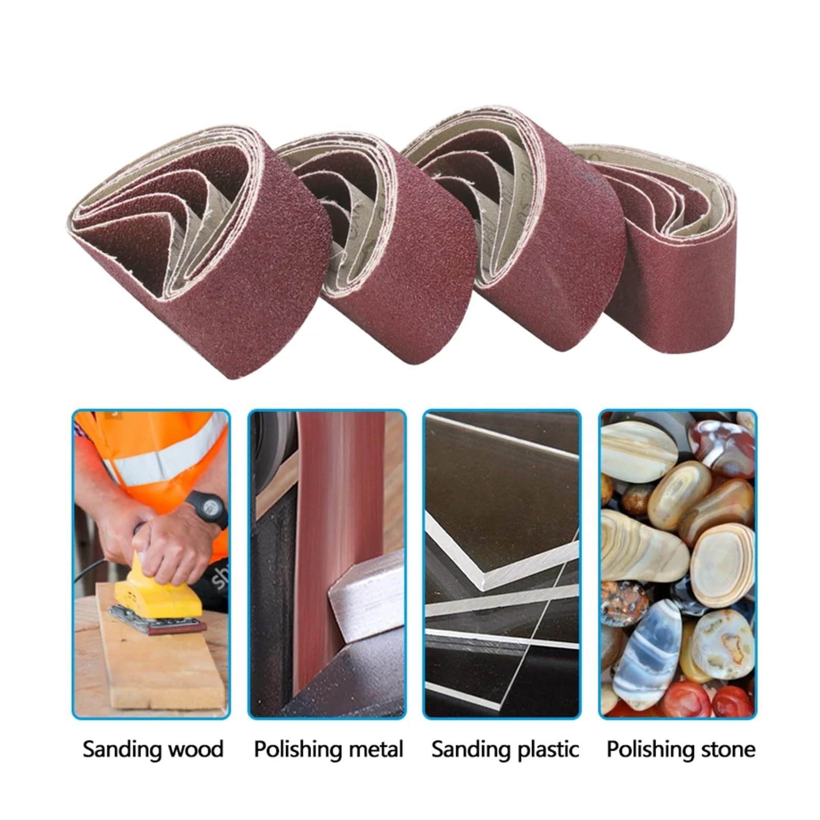 Nastro Abrasivo 5 nastri abrasivi in ​​ossido di alluminio da 65x410 mm, grana 40/60/80/120, for levigare legno, metallo e plastica(5pcs 120 Grit)