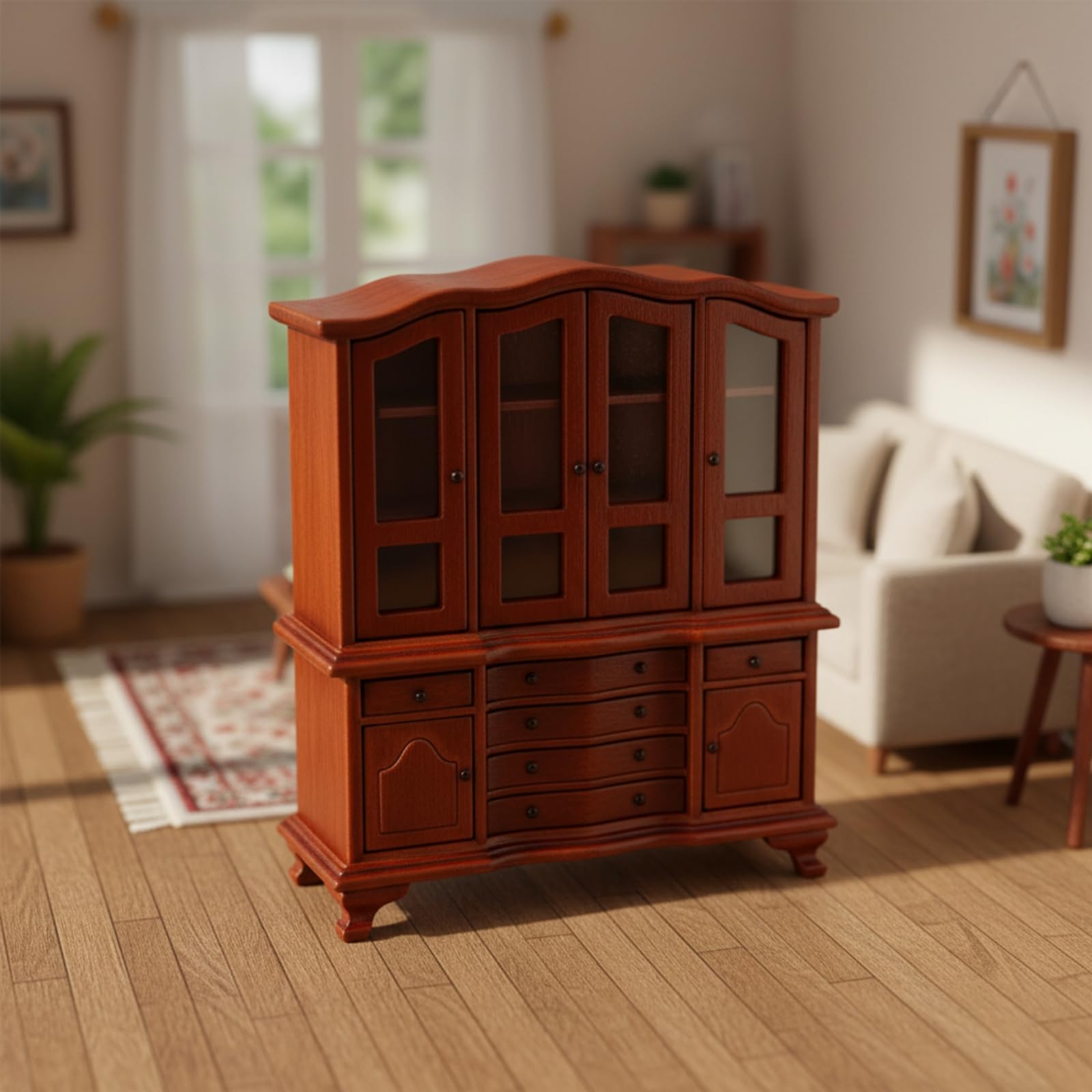Credenza in Miniatura con in Vetro Mobile D'epoca Miniatura Realistico Mobilia per Esposizione