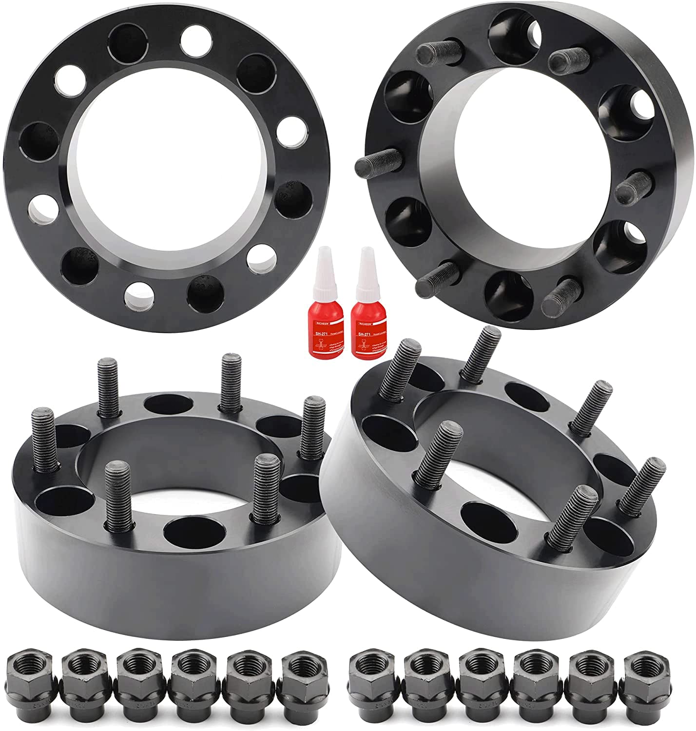 Photo 1 of Richeer 6x5.5 Wheel Spacers for 1995-2023 Tacoma 1989-2023 4Runner Tundra Fortuner GX470 GX460, 4 PCS 2" Forged 6x139.7mm Wheel Spacer with 12x1.5 Studs & 108mm Center Bore Thickness: 2 inch (No HubCentric)
