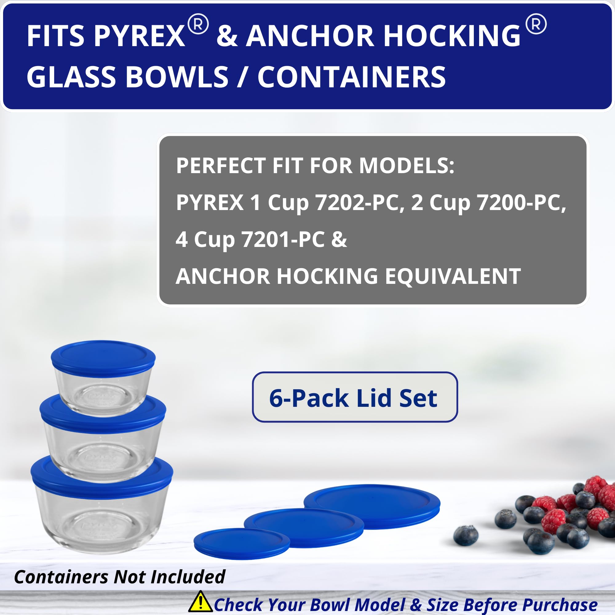 Amazon.com: 1, 2 & 4 Cup Blue Replacement Lids/Covers for Pyrex