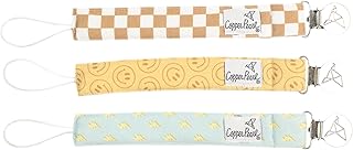 Copper Pearl 3-Pack Pacifier Holders: Premium Knit Binky Clips for Baby Girls and Boys