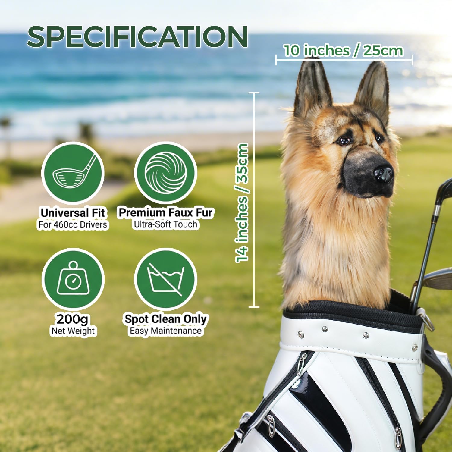 Golf Head Cover - Realistic Dog Design, Fits 460CC/450CC/350CC Drivers, Premium Material, Protective Golf Club Cover, Perfect Golf Gift for Men Women Golfers