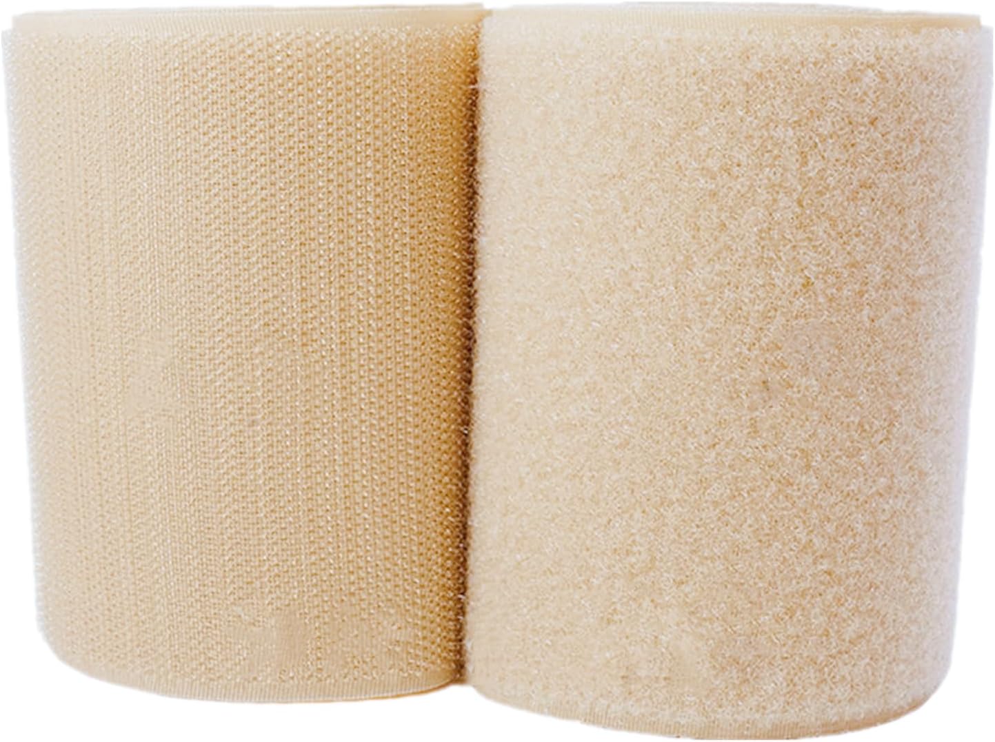 Hook and Loop Tape Fastening Nylon, Sew on 100mm Non-Adhesive Back Nylon Strips Fabric Fastener Interlocking Tape,Over 18 Colors(Khaki,100MM x 1 Yards)