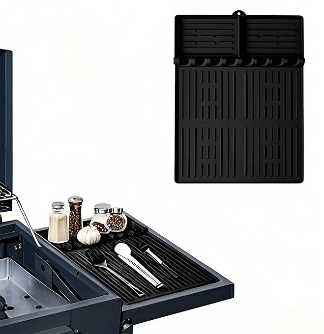硅胶烧烤垫适用于Blackstone 大号铲子工具垫 (深灰色)