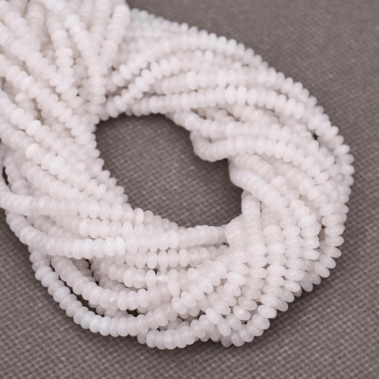 BONNY BOXX 1 Strand (150PCs) Natural 2 * 4mm White Jade Rondelle Beads, Natural Abacus Disk Stone Beads Loose Spacer Gemstone for DIY Bracelet Necklace Jewelry Making - Image 3