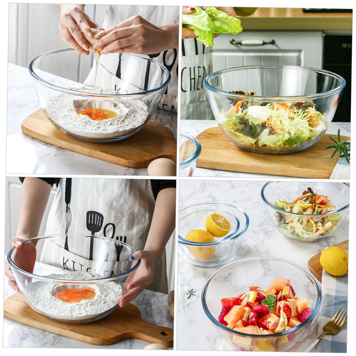 COLLBATH Tazón de Vidrio para Ensalada 2700ml Redondo, Elegante y Moderno