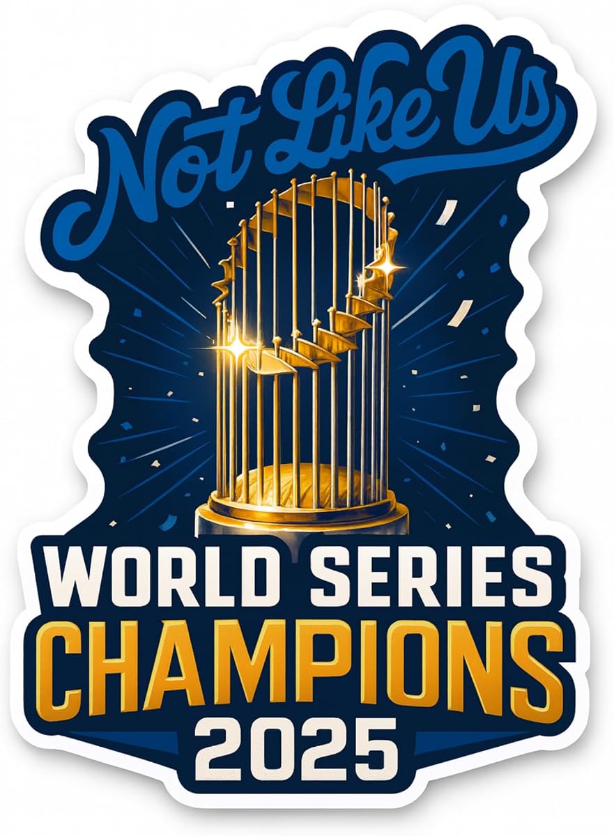 Not Like Us 2025 Champions Trophy Sticker – Blue & Gold Victory Celebration Vinyl Decal for Water Bottles, Laptops, Cars, and Owala Bottles – 5 Inch Collectible Fan Sticker