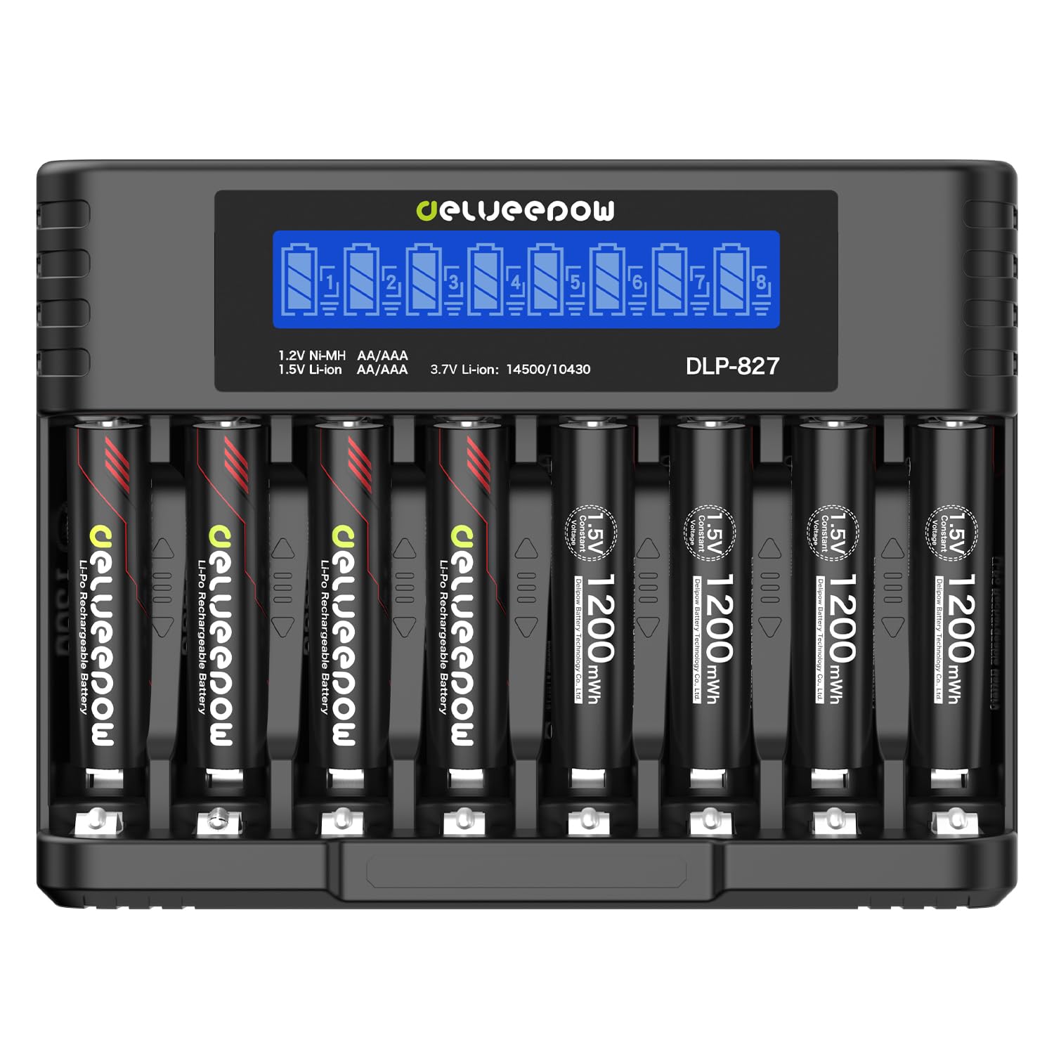 Piles AAA Rechargeable 1,5V 1200mWh Haute Capacité,Lot de 8 Pile Rechargeable AAA avec Chargeur 1500 Cycles