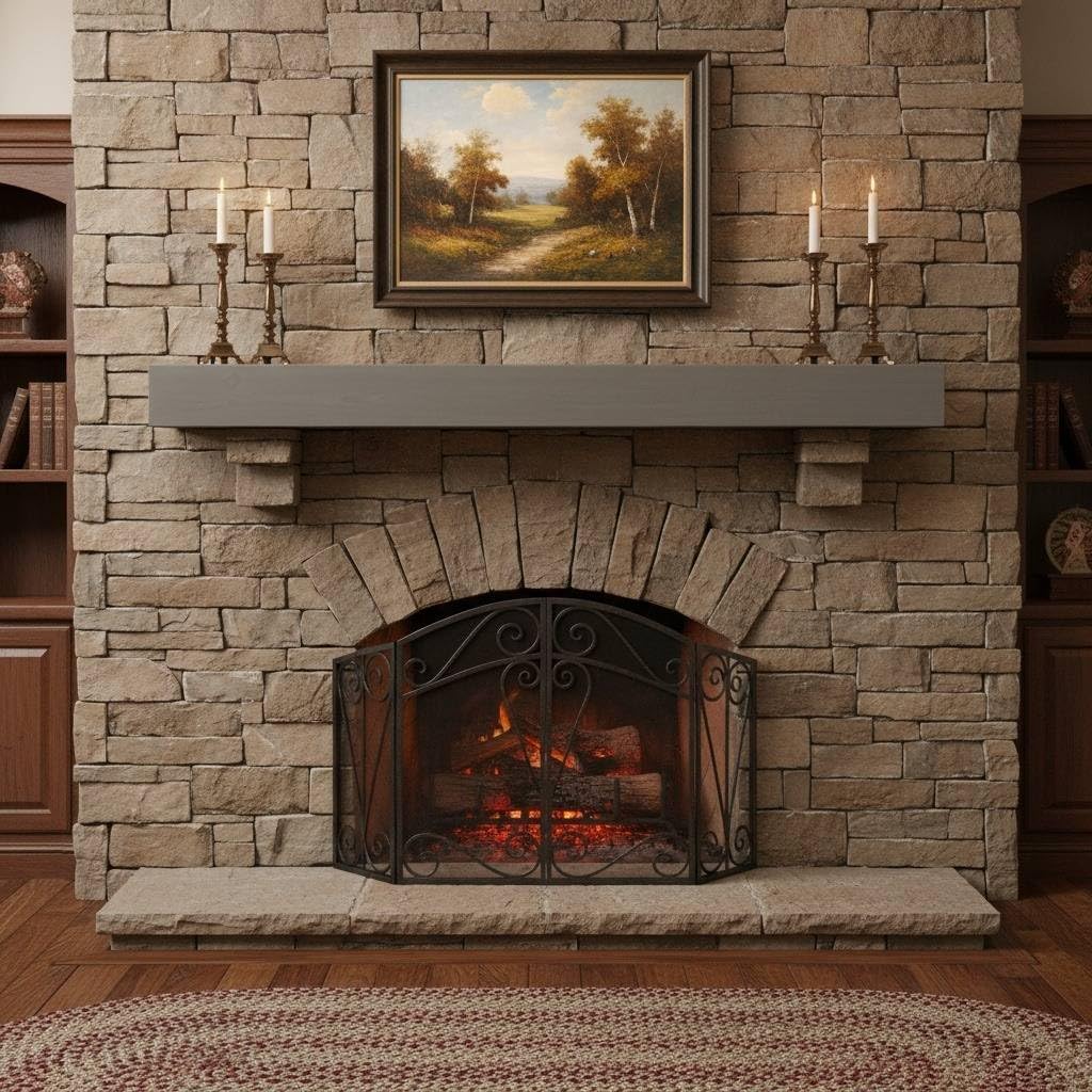 72-Inch Fireplace Mantel Shelf, Solid Fir Wood Floating Wall Mounted Mantle, Farmhouse Decor for Living Room, Holds 90 Lbs, Easy Install for Brick, Drywall & Concrete Wall