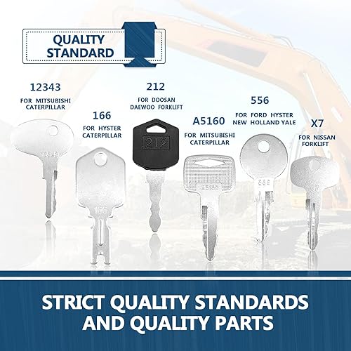 Miniatura 3 de Juego de llaves de carretilla elevadora con cadena, compatible con Komatsu, Toyota, Yale, Cat Clark, Doosan, Nissan, Hyster, JCB, Mitsubishi, Juego